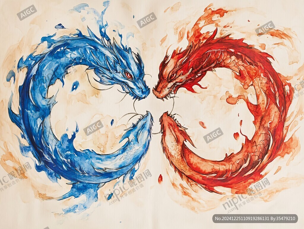 双龙戏火珠