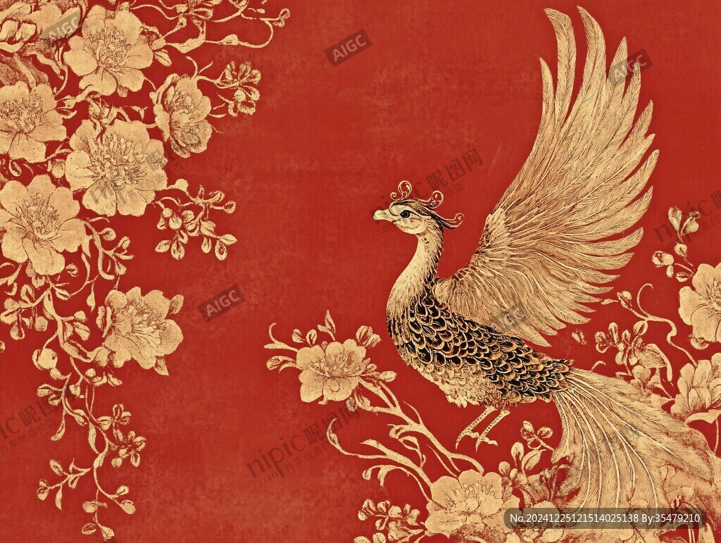 凤凰金丝绣图