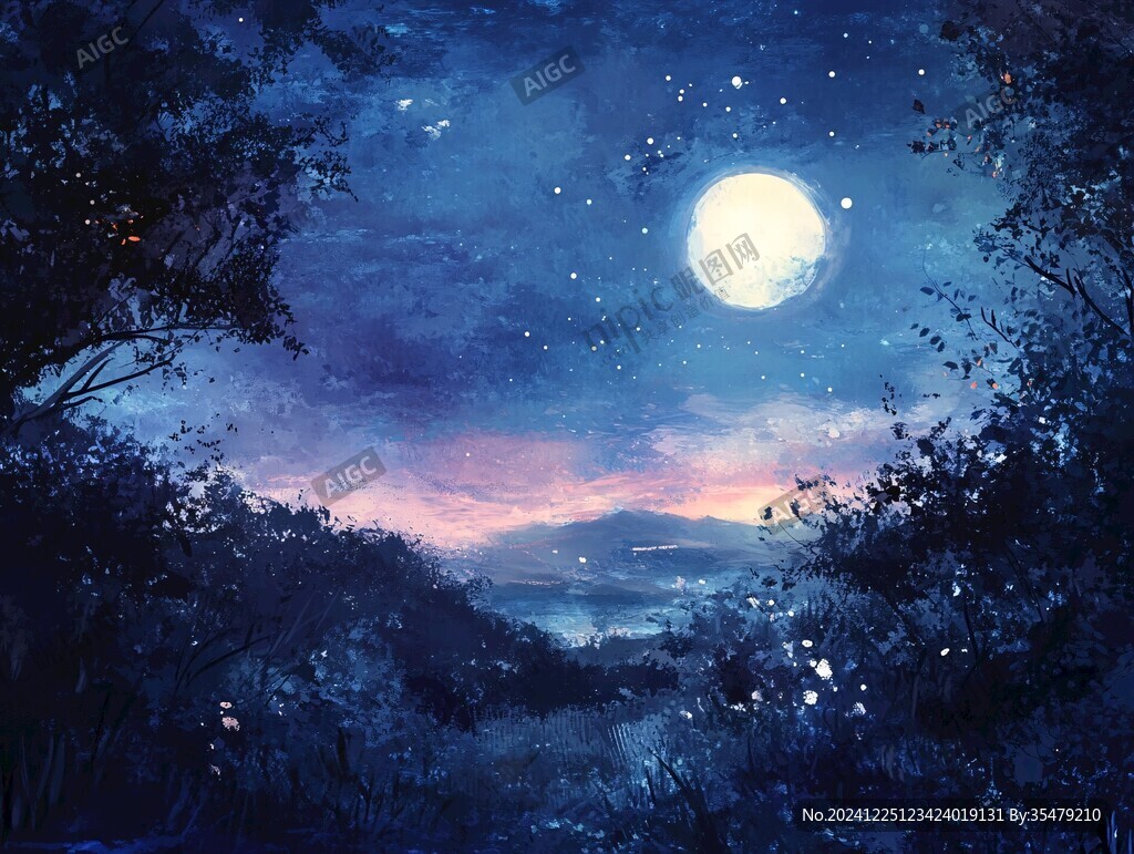 手绘唯美夜晚