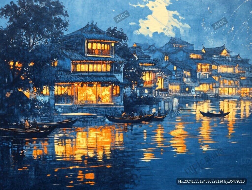 江南古镇唯美夜景