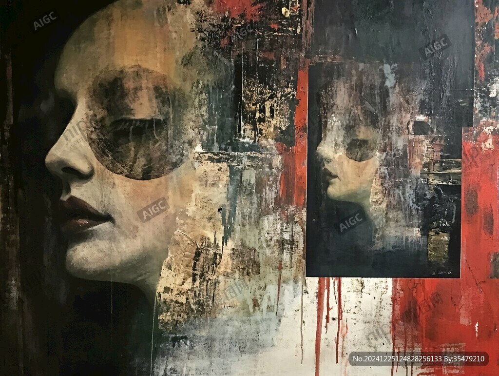 人脸色块拼接装饰画