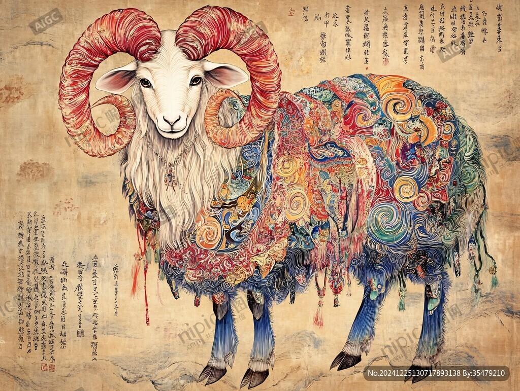 十二生肖羊插画
