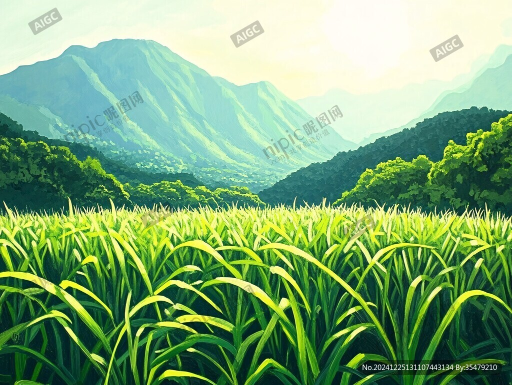 甘蔗林插画