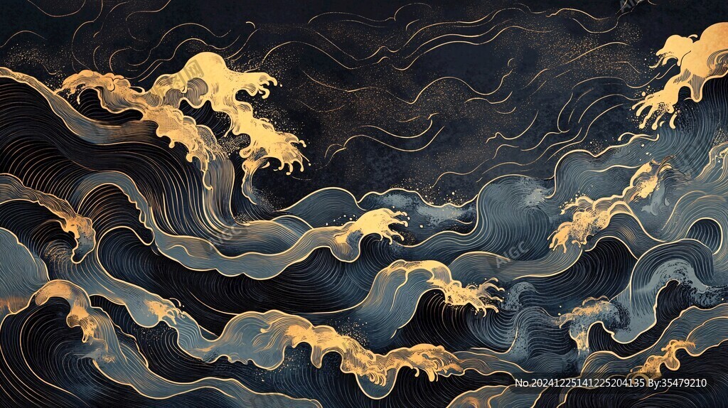 古风海浪包装插画