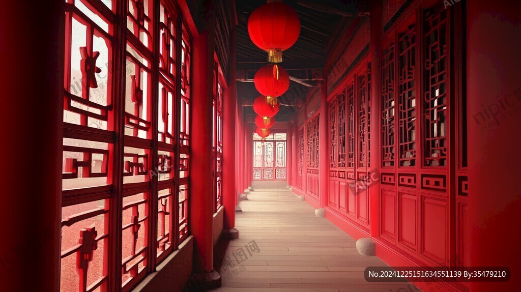 仿古红色走廊