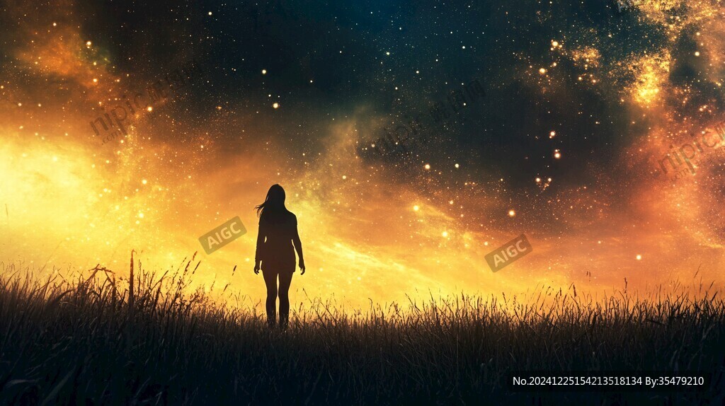 星辰大海女孩背影
