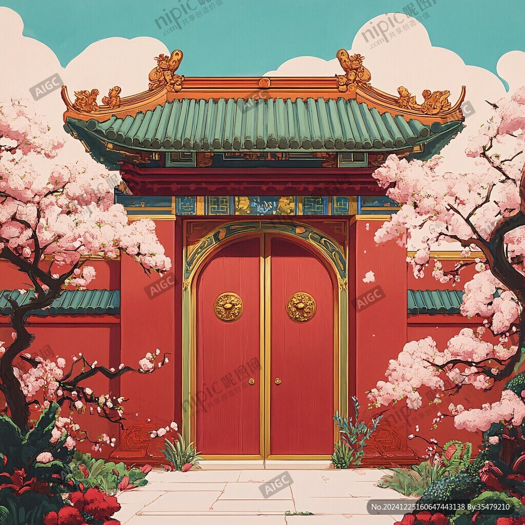 门楼插画
