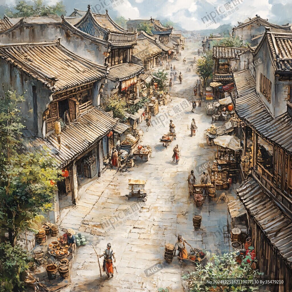古代街景插画