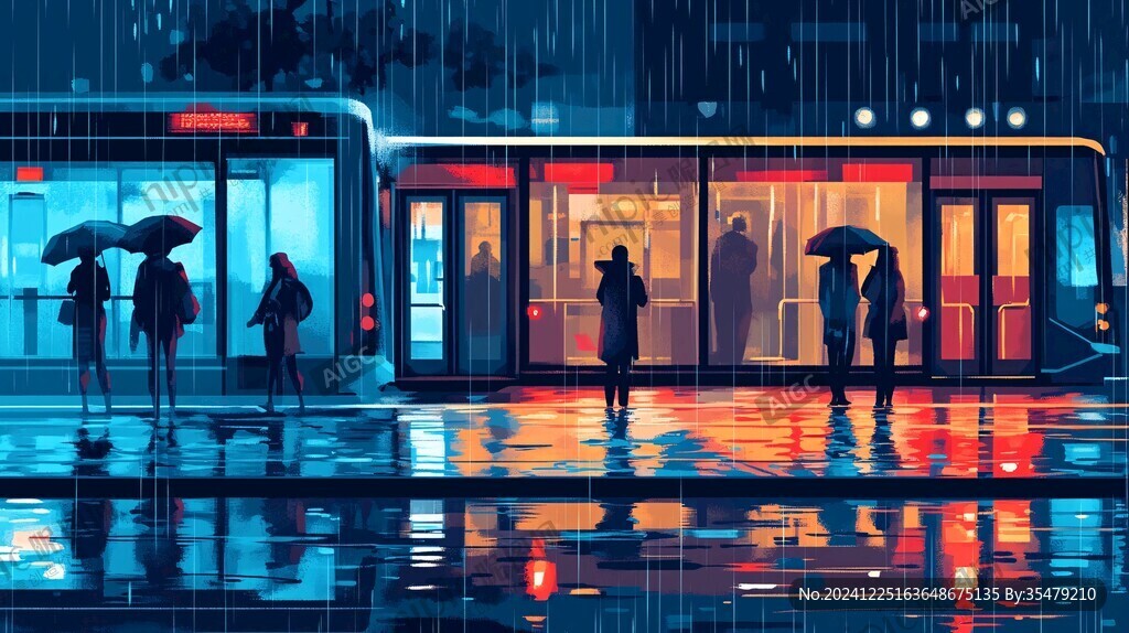 雨中车站站台