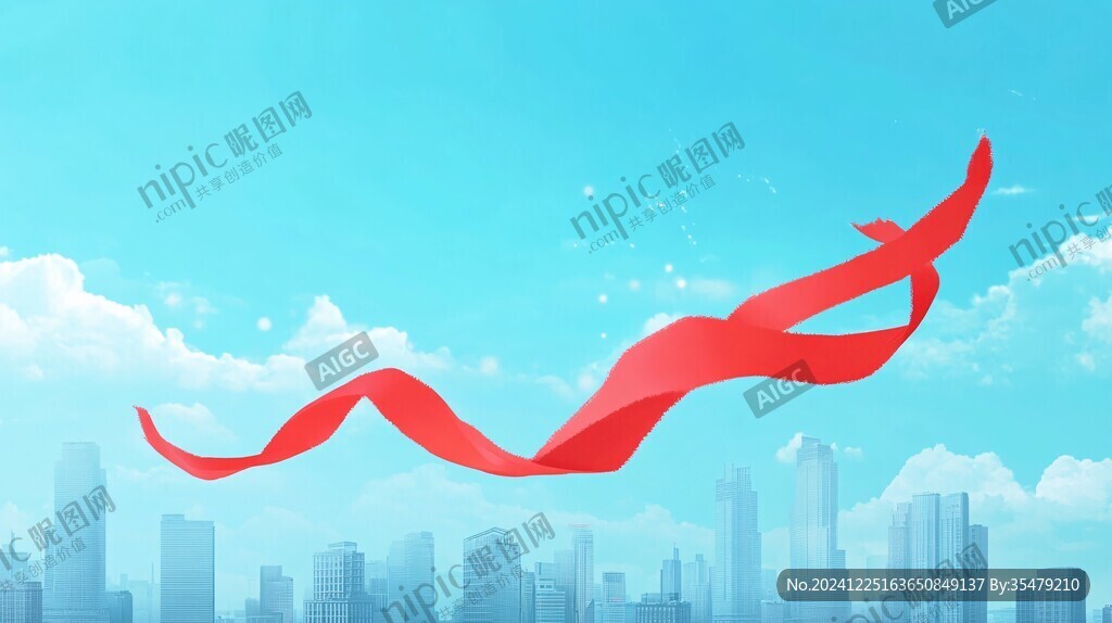 红色飘带高端地产背景