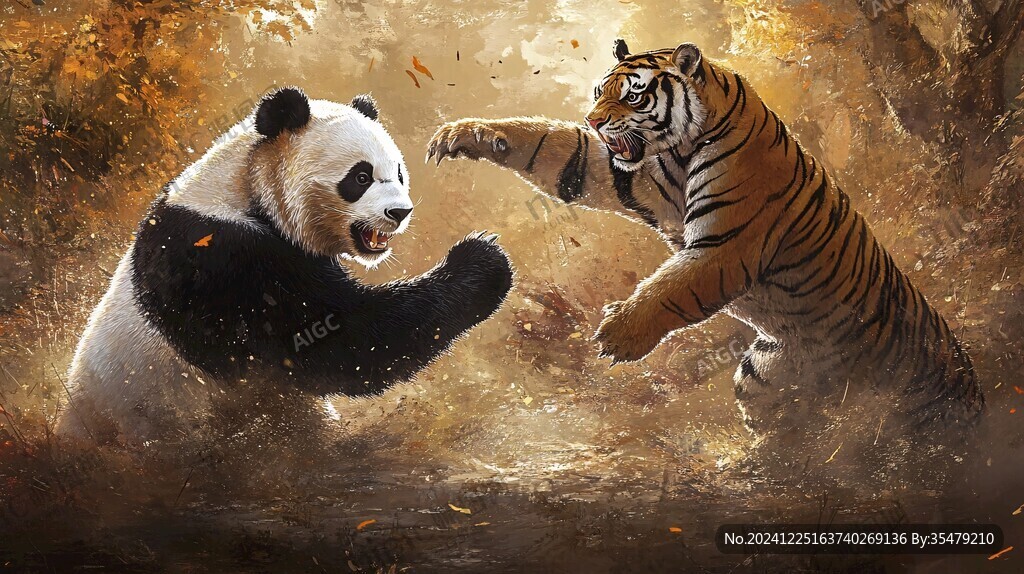 打架的大熊猫