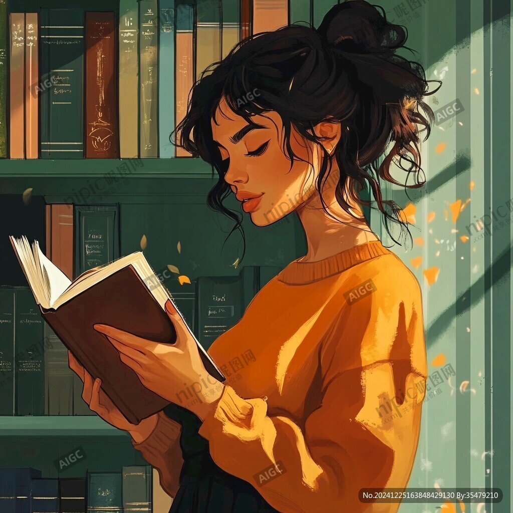 读书女孩插画