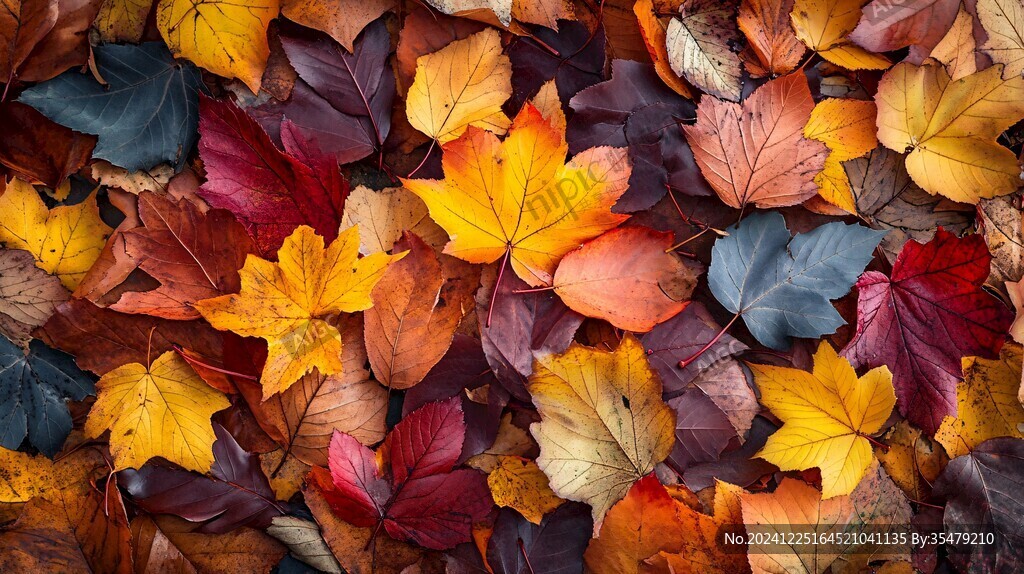 五彩树叶背景实拍