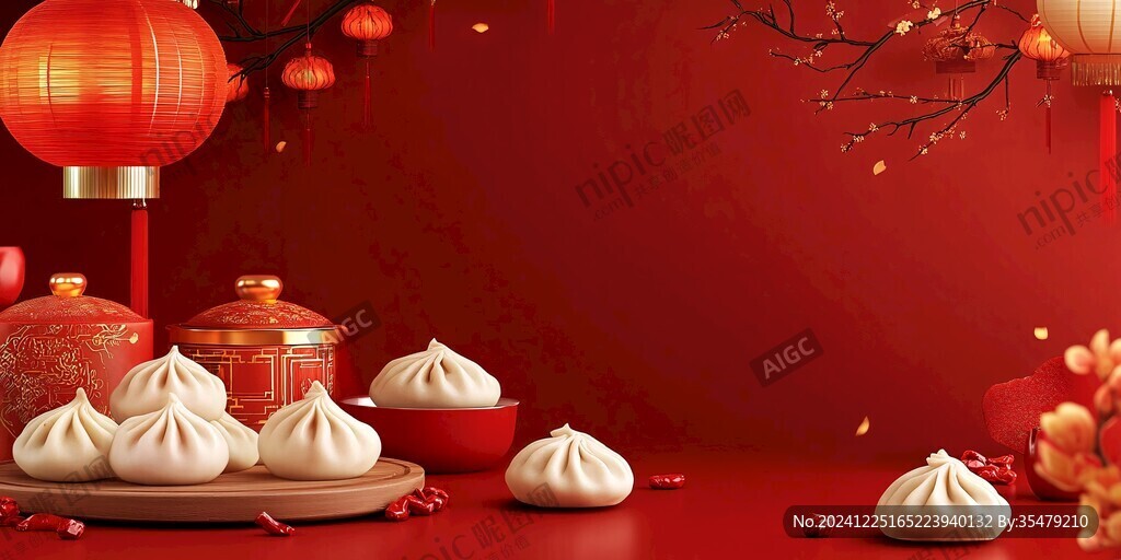 新年喜庆氛围美食背景