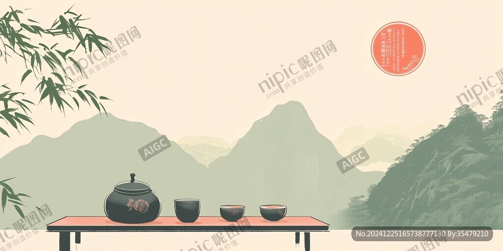茶叶扁平风插画