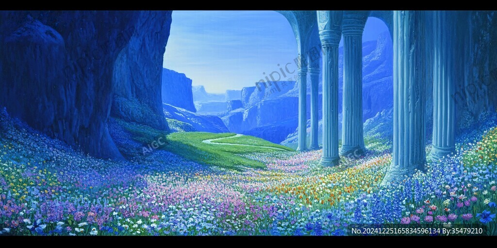 唯美梦幻花田场景