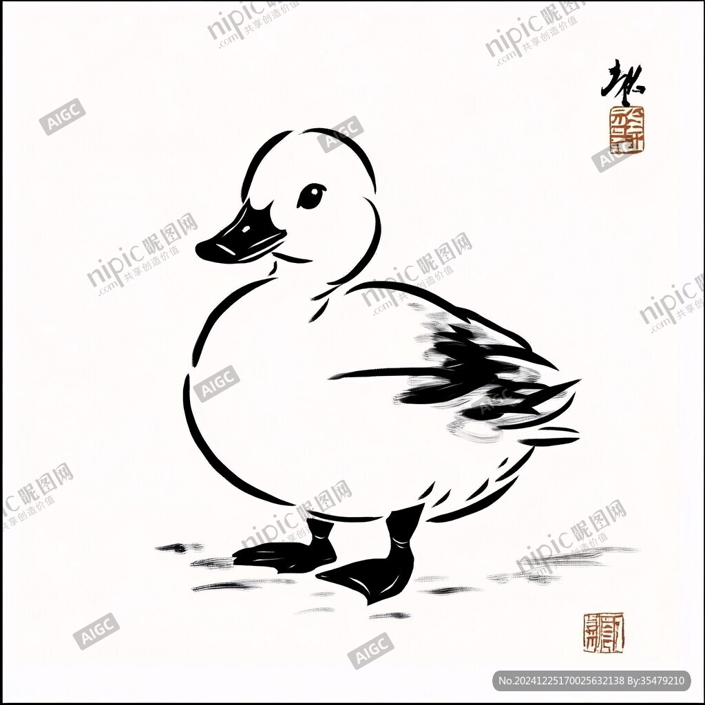 写意鹅插画