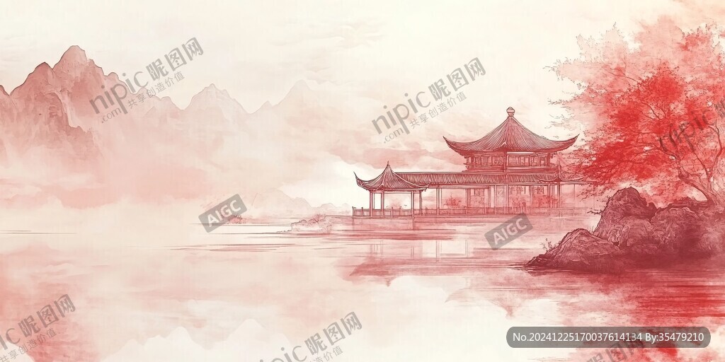 插画爱晚亭