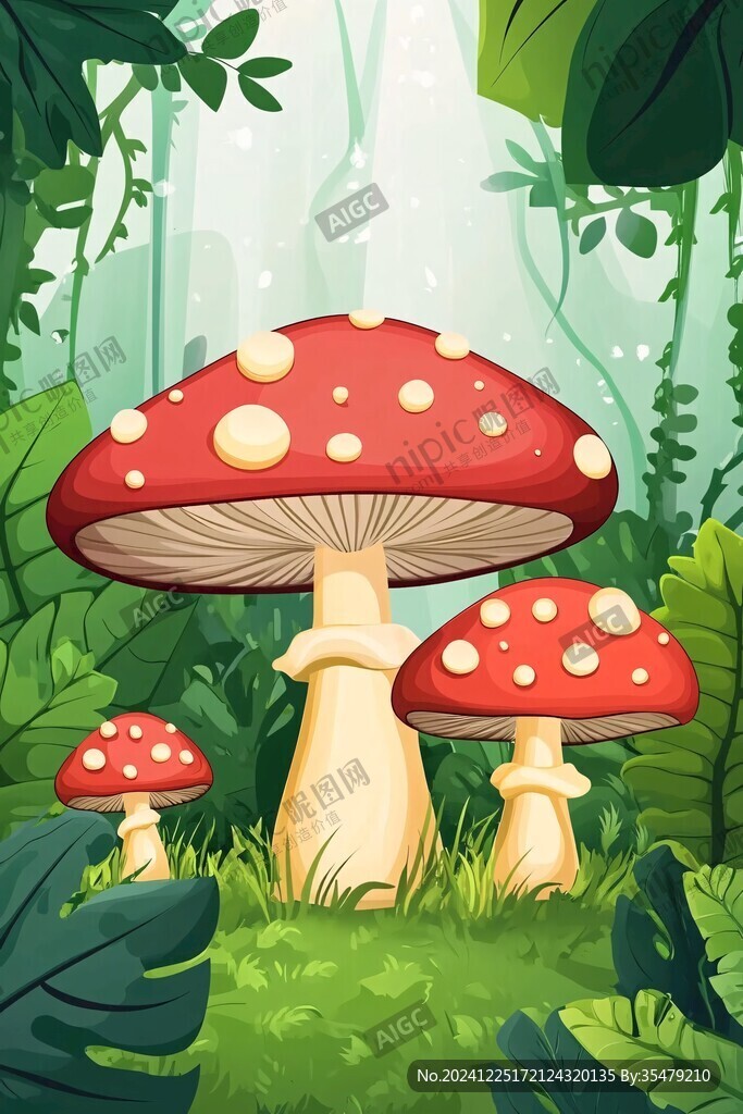 采蘑菇插画