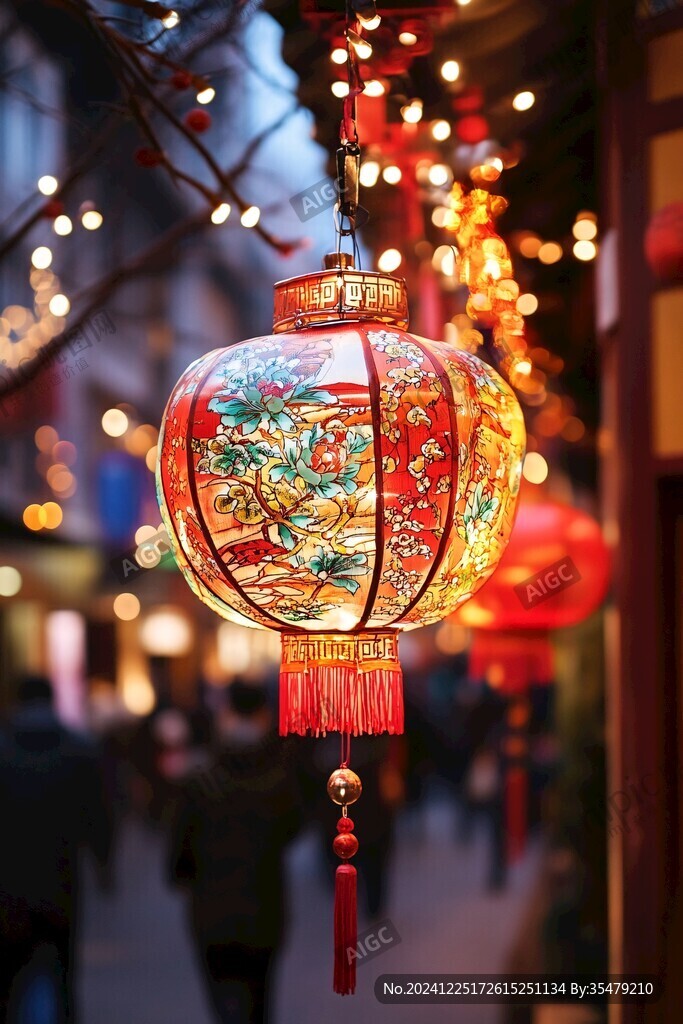 红色新年灯笼街拍