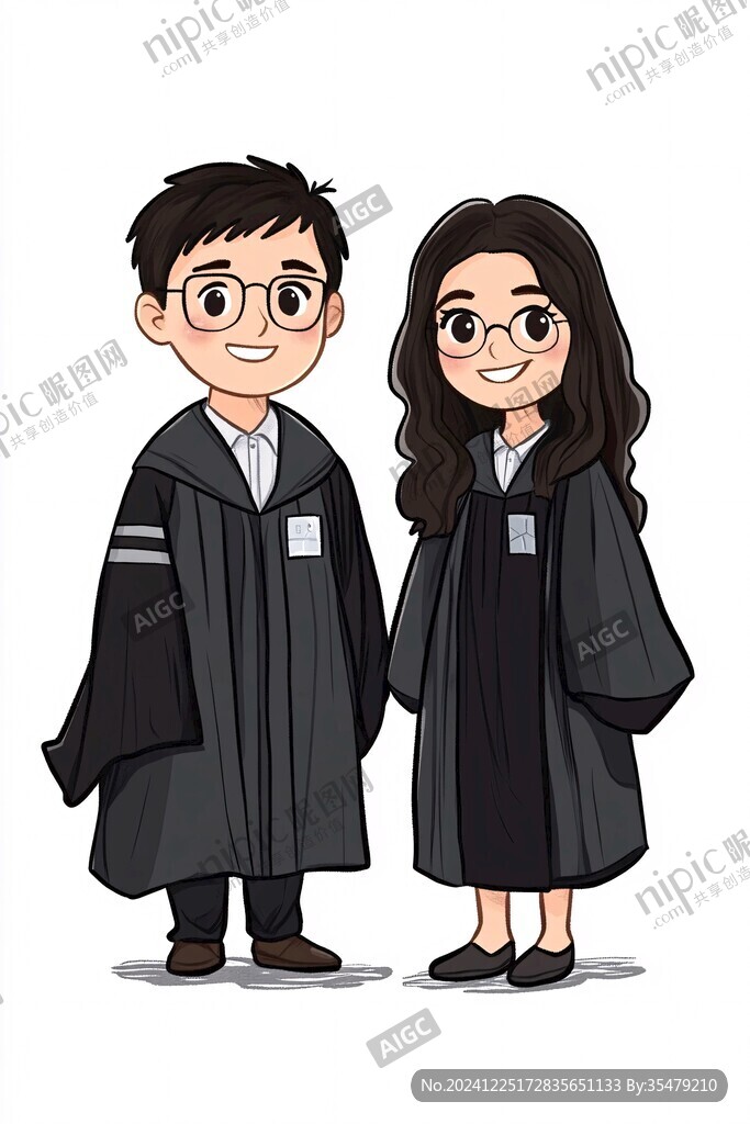 学士服学生插画