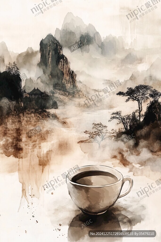 个性水墨山水茶品