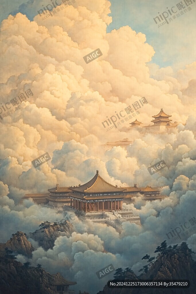 北欧美式天宫风景画