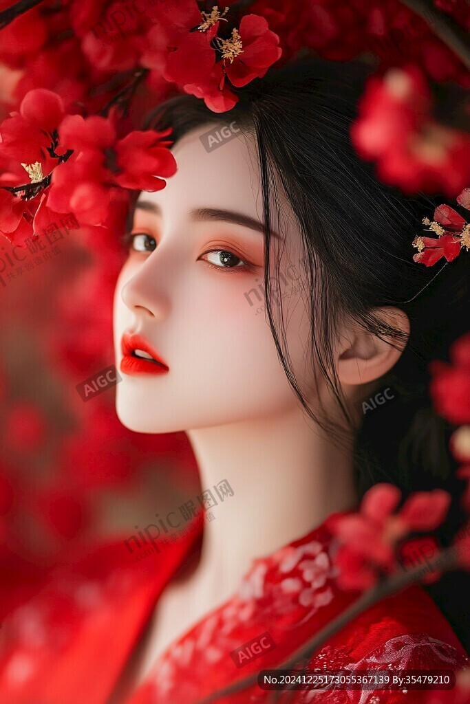 红衣少女设计古风