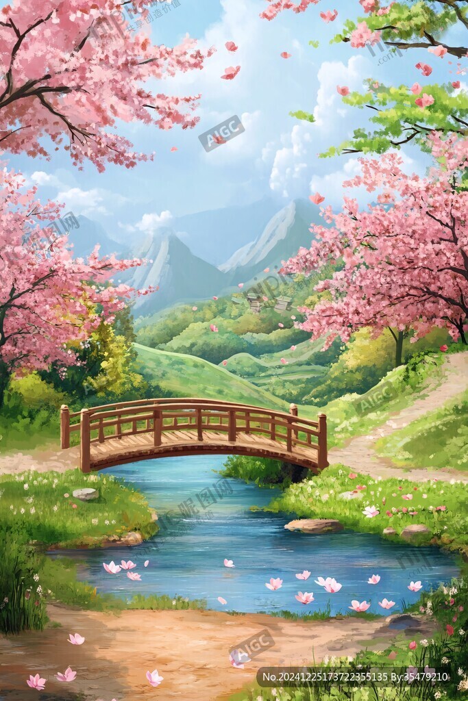 桃林仙境插画