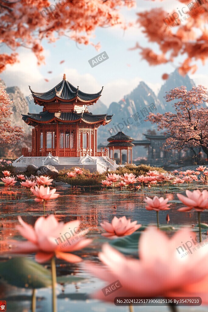 山水楼阁雅致意境风