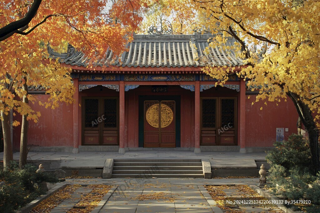 校园古建秋天美景