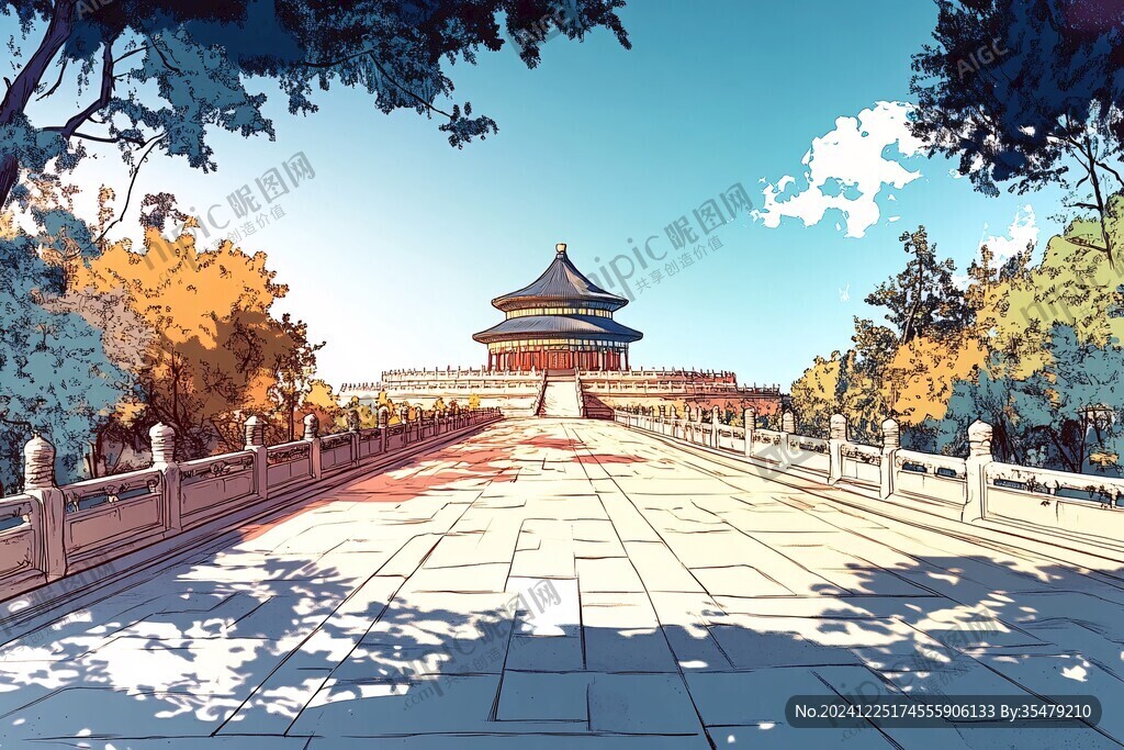 故宫风景插画