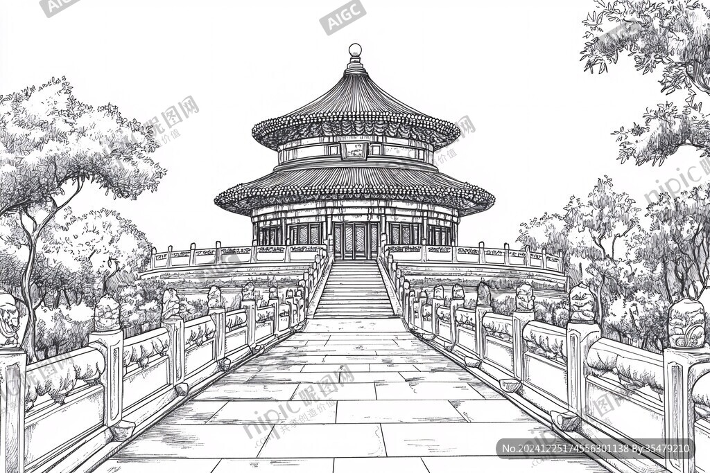 天坛线稿