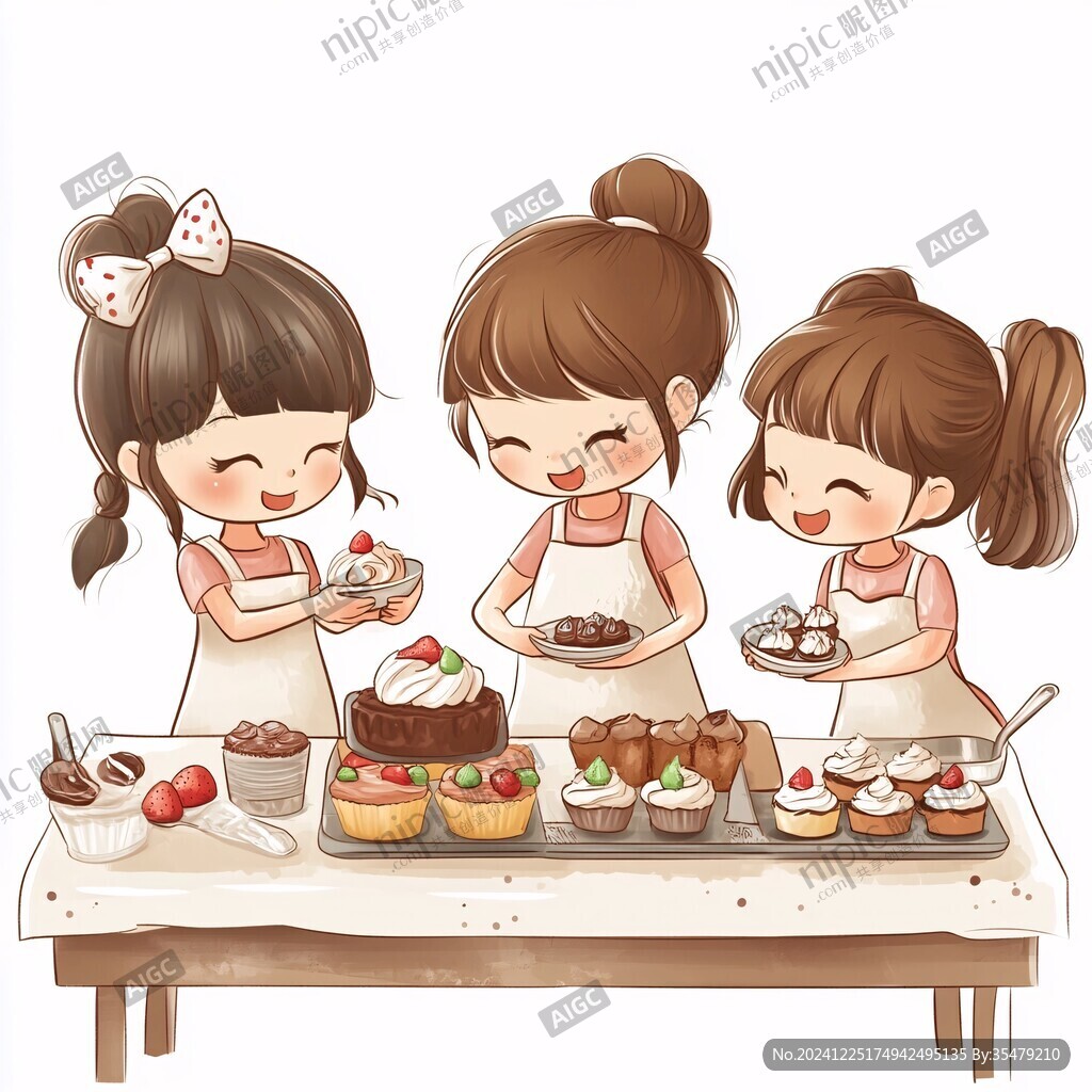 吃糕点插画