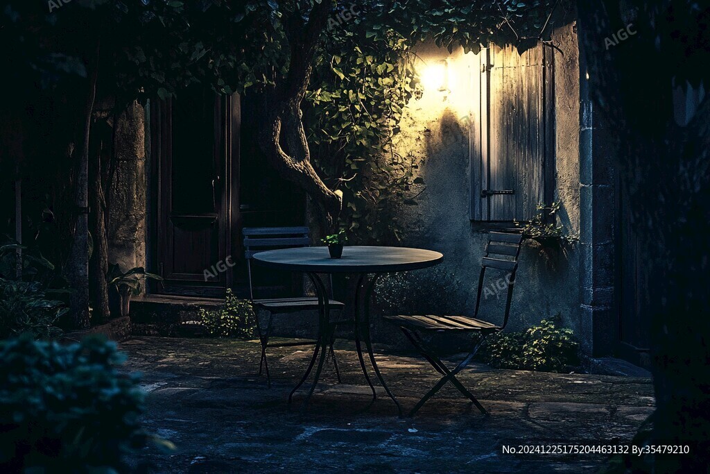 夜晚庭院小院