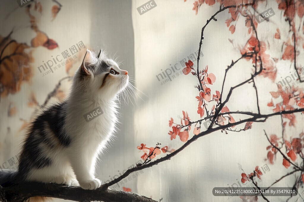 阳光下的花猫
