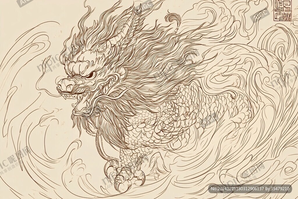 金龙线稿