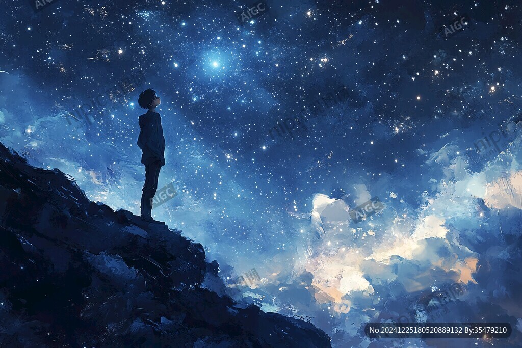 星辰大海男孩背影