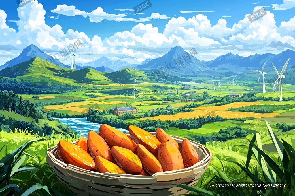 芒果采摘园插画