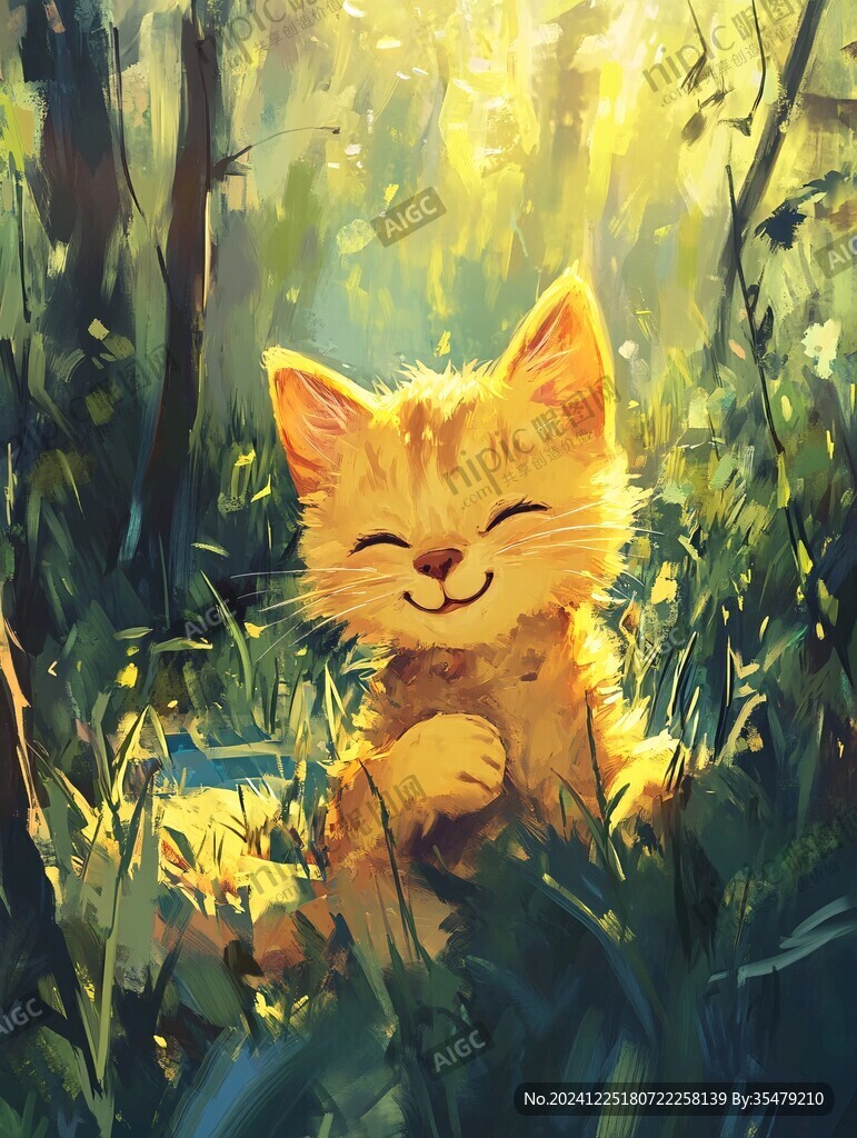 晒太阳的猫插画