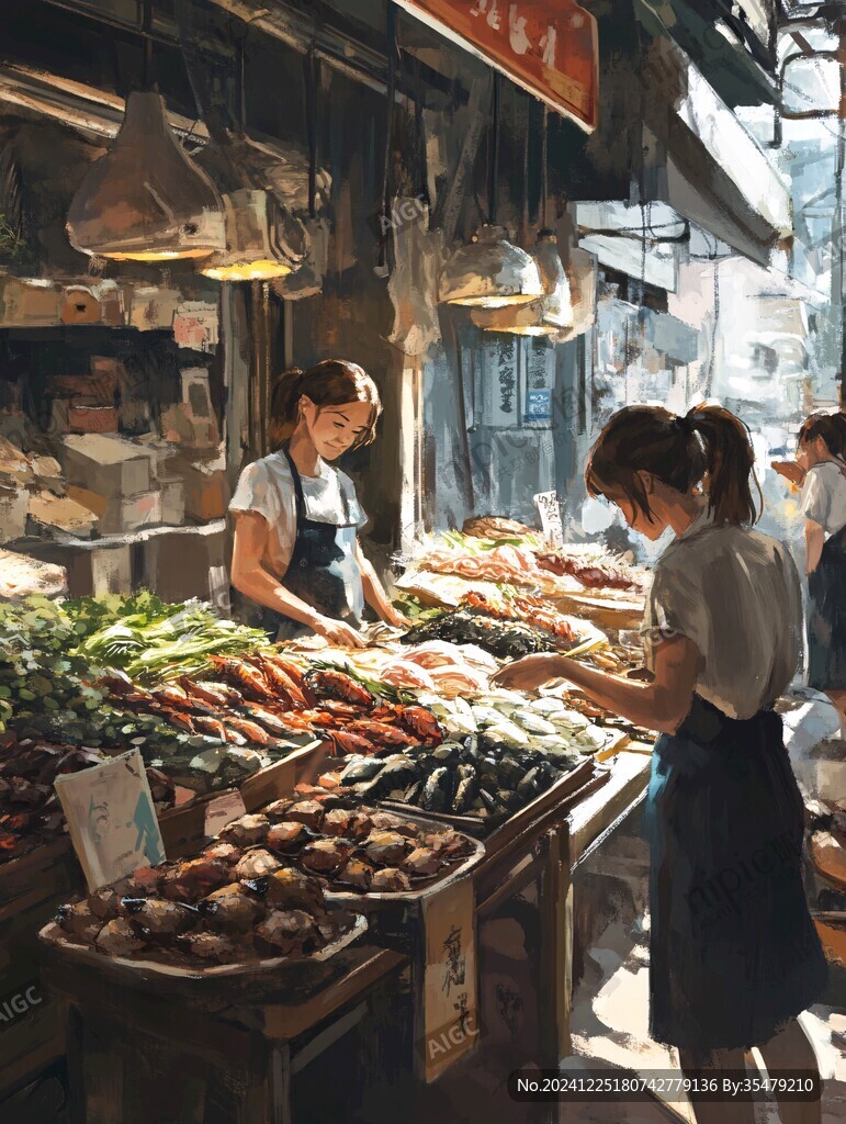 菜市插画