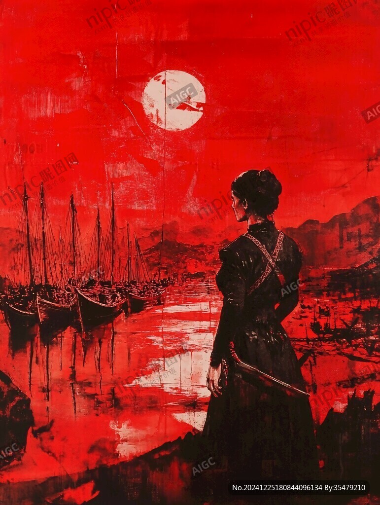 插画红日