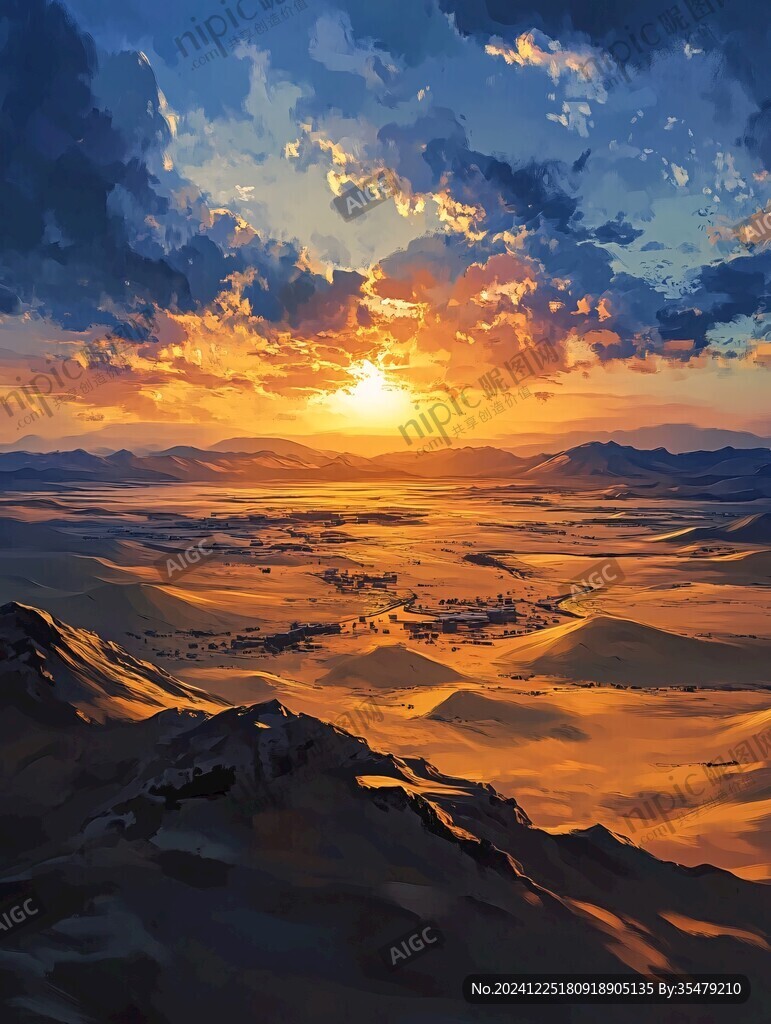 荒野黄昏插画