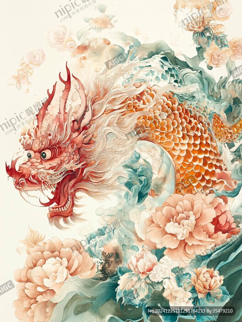 龙年烫金插画