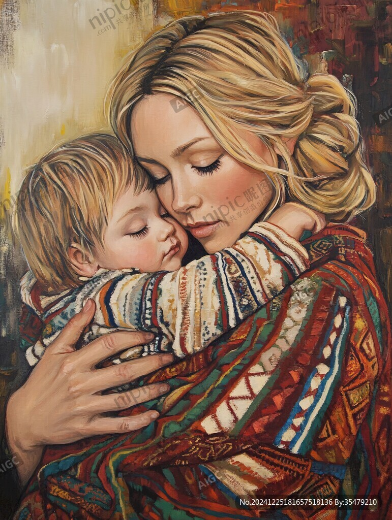 母亲节油画母亲节手绘