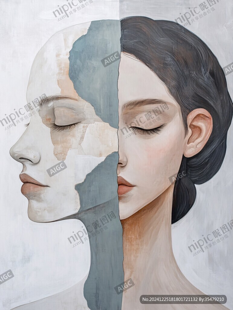 人脸色块拼接装饰画