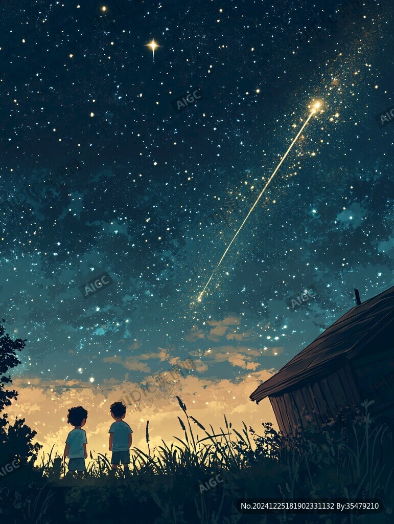 创意夜晚星点流星