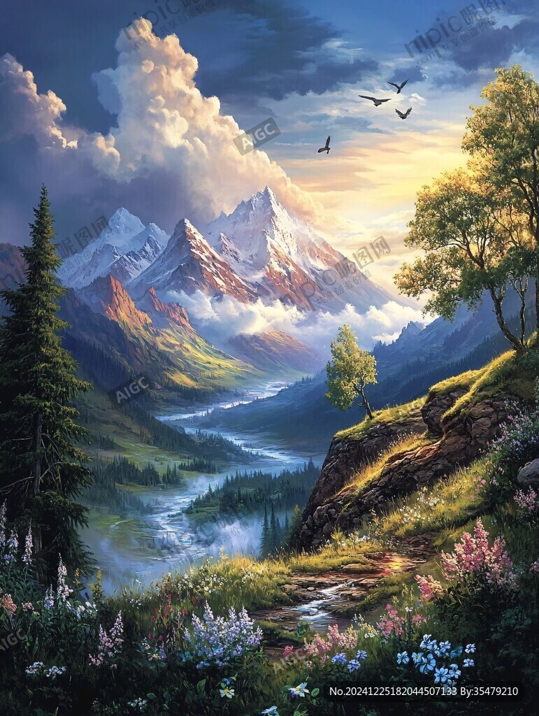 风光人间仙境油画