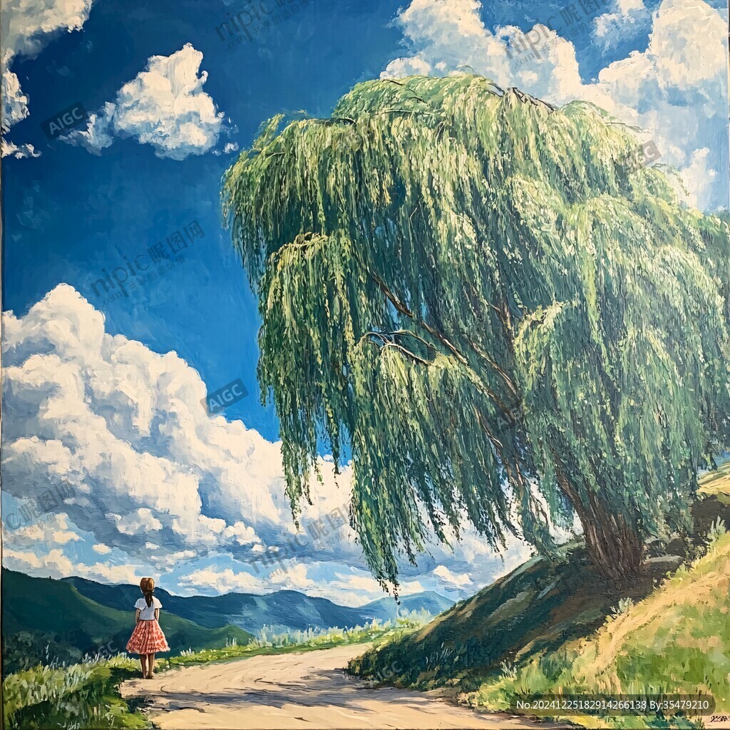 柳树下的人物