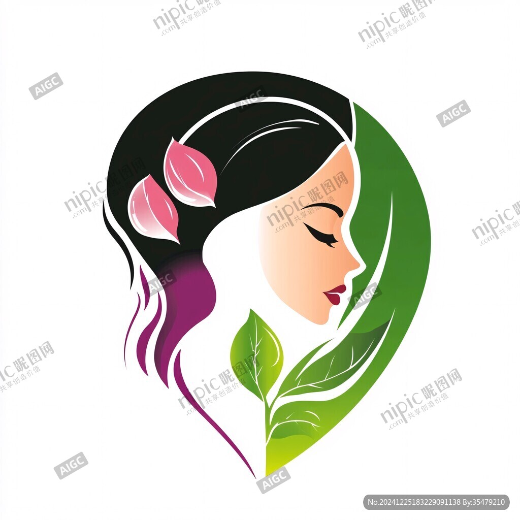 女人头像绿叶logo